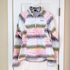 Fila Rainbow Stripe Quarter Zip Sweatshirt, size M